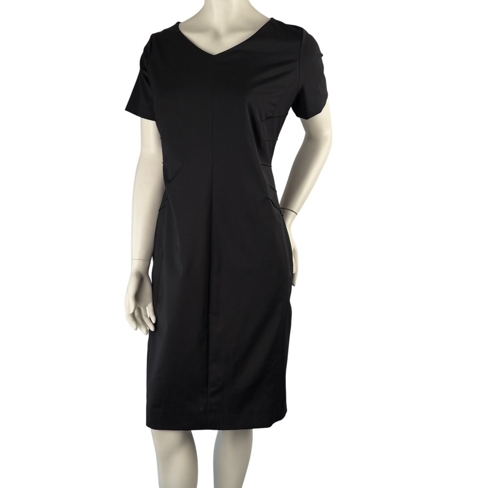 Brook Taverner Black Cap Sleeve Midi Sheath Dress | Nano Protected Fabric 18